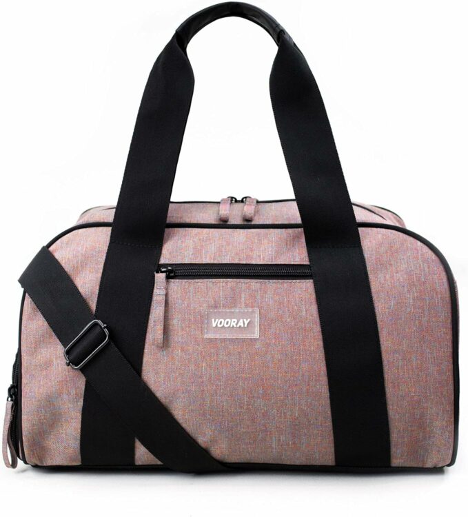 pink vooray gym duffle bag with black handles