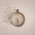 small gold pocketwatch dissolving, a symbol for someone wondering how to build faith when they're always pressed for time