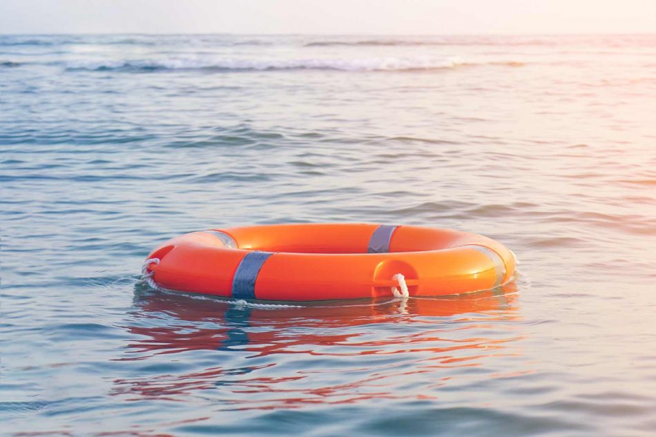 a flotation device floating in the water which is not a superhuman effort